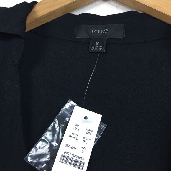 NWT J. Crew Black Drapey Long Sleeve Wrap Mini Dress Size 2 Workwear Classic - Picture 5 of 13